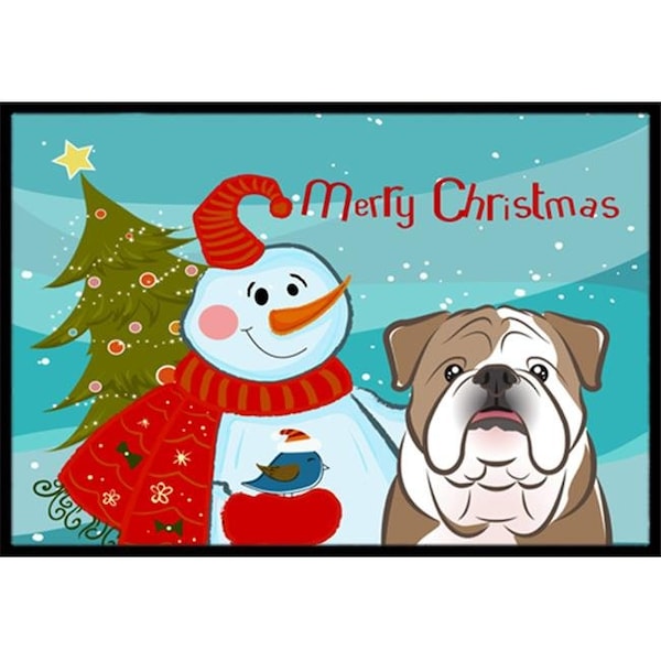 Carolines Treasures BB1839JMAT Snowman With English Bulldog Indoor & Outdoor Mat; 24 x 36 in. BB1839JMAT - main